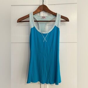 Active USA Teal and White Striped Tank Top